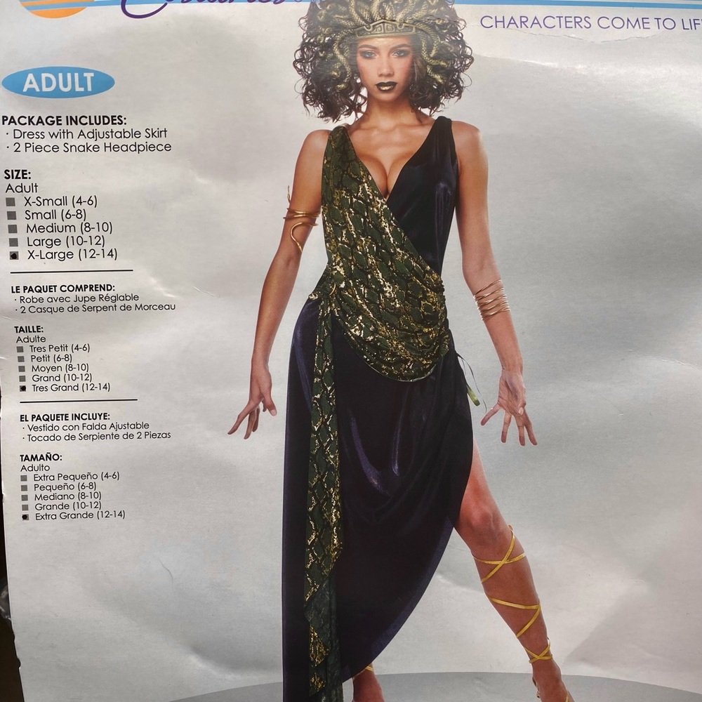 California Costumes sexy “Sedusa” Medusa costume, size XL.
